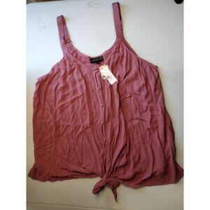 Lane Bryant Pink Mauve Crinkle Tie Front Button‎ Up Tank Top Plus Size 20